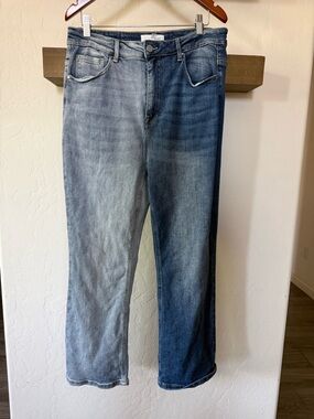 Risen Jeans|Boutique plus size denim,Two-Tone Blue Jeans-Classic Straight Fit•••